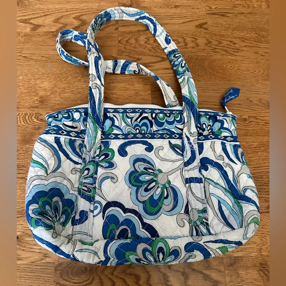 Vera Bradley Little Betsy Blue and Green Patterned Tote Bag